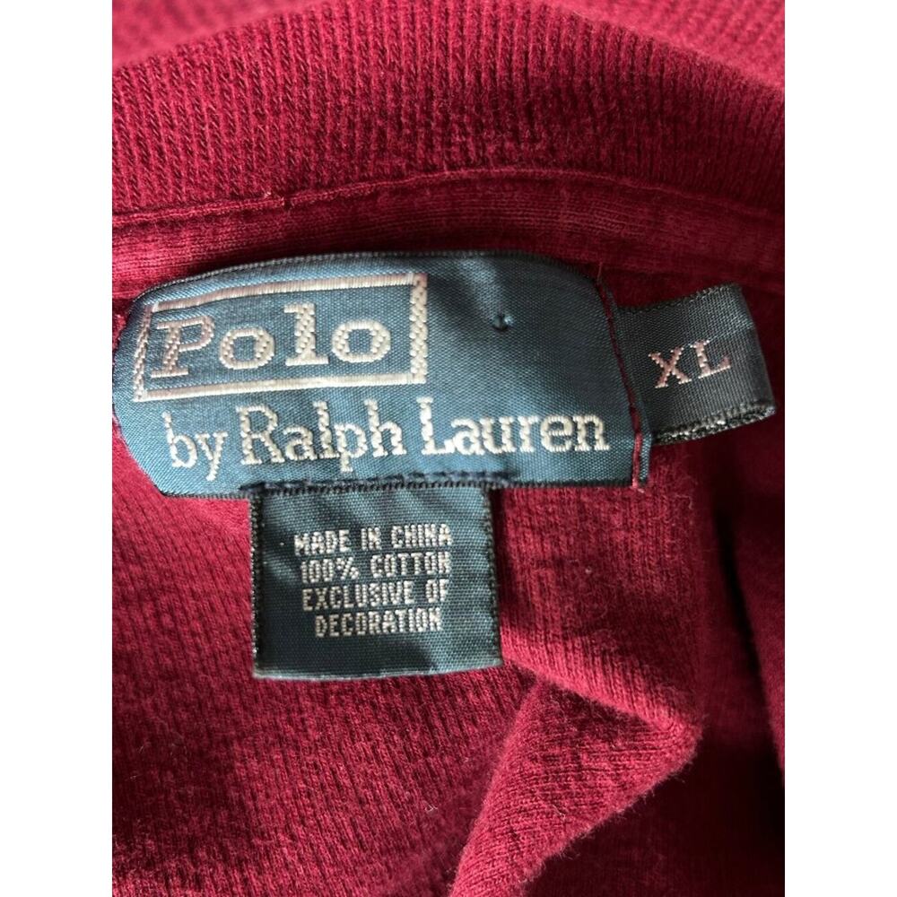 Polo Ralph Lauren XL Burgundy Quarter Zip Sweater Cotton Pony Logo Pullover - Picture 8 of 8